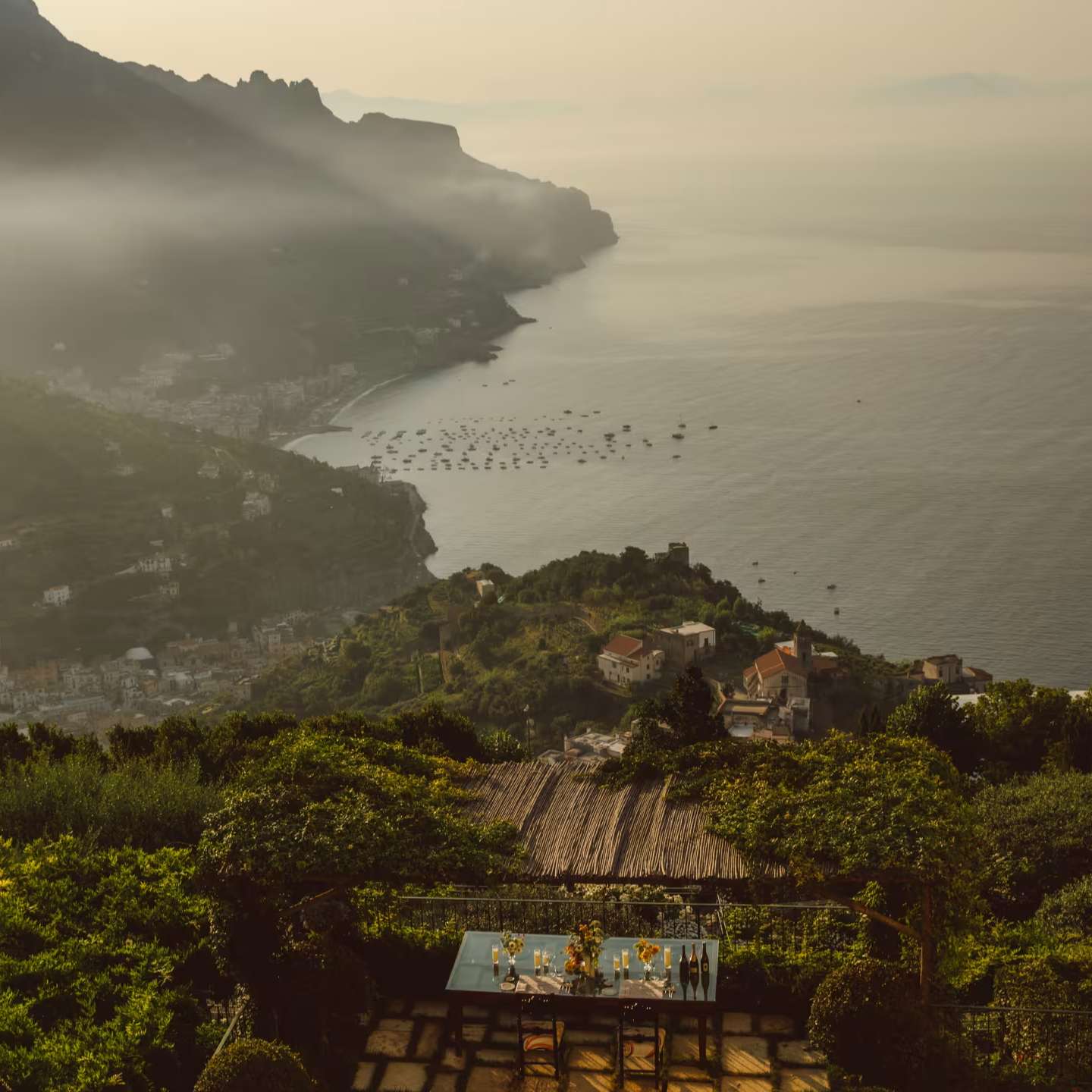 Another image of a breathtaking view of mountains and sea from Belmond Hotel Caruso, Ravello—an elegant escape perched high above Italy’s Amalfi Coast.
